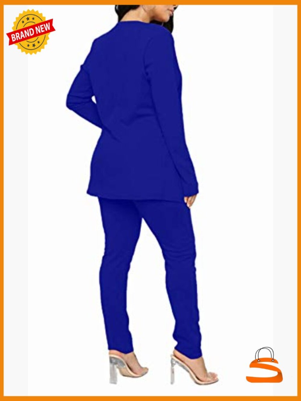 Women's 2 Piece Pant Suit Set Blazer & Pencil Pants - Picture 2 of 7